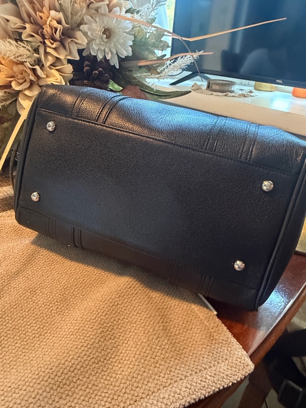 MCM Black Leather Boston  Satchel with Silver Hardware - Picture 7 of 16